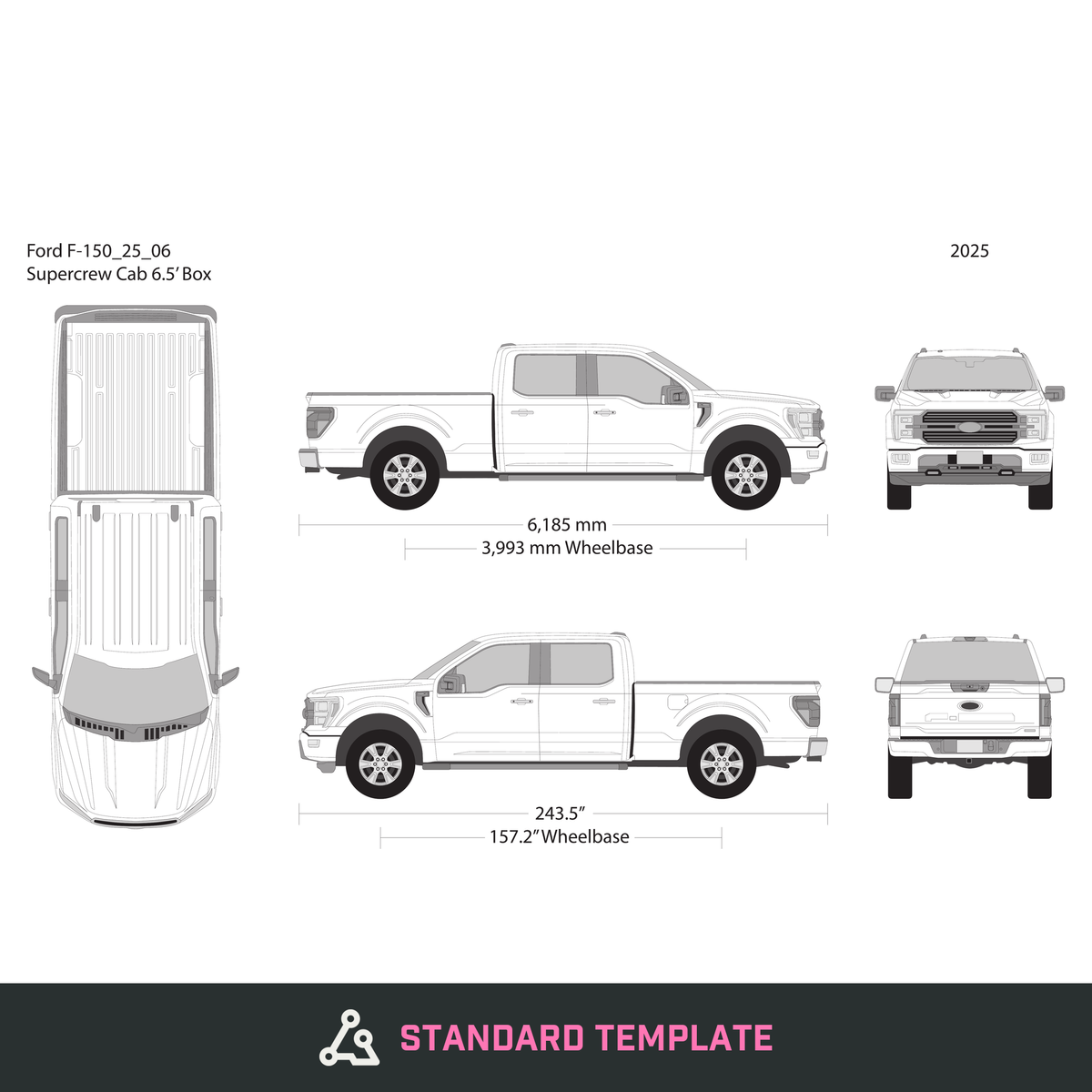2025 Ford F-150 vector wrap template V06, Design-Ready PDF - GravBase