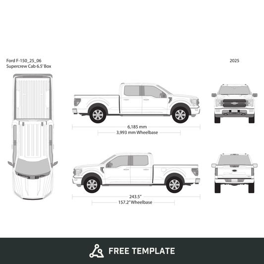 2025 Ford F-150 free vector vehicle wrap template - GravBase