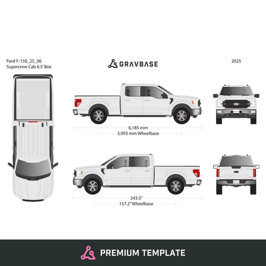 2025 Ford F-150 vector wrap template V06, Premium Full Color - GravBase