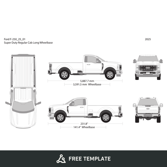 2025 Ford F-250 free vector vehicle wrap template - GravBase