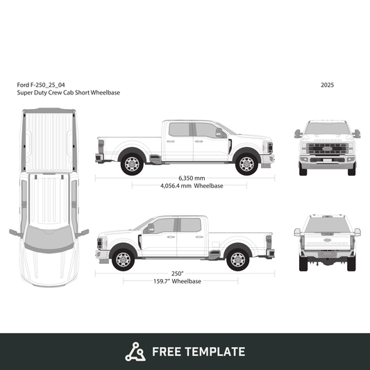 2025 Ford F-250 free vector vehicle wrap template - GravBase