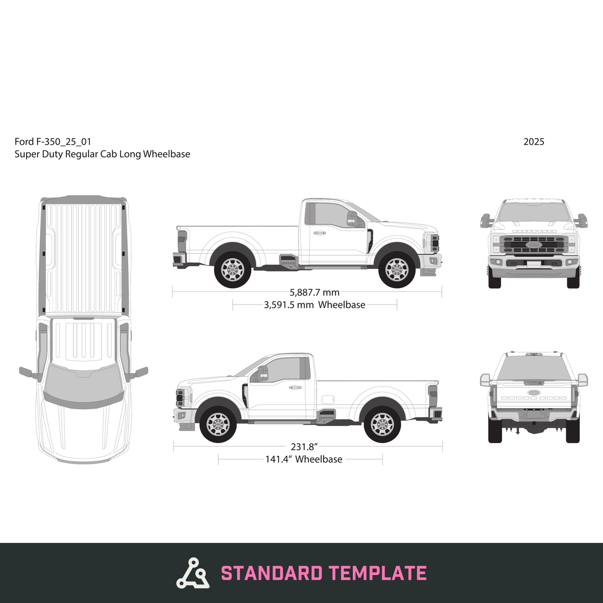 2025 Ford F-350 vector wrap template V01, Design-Ready PDF - GravBase