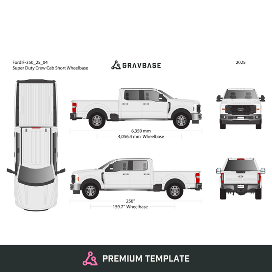 2025 Ford F-350 vector wrap template V04, Premium Full Color - GravBase