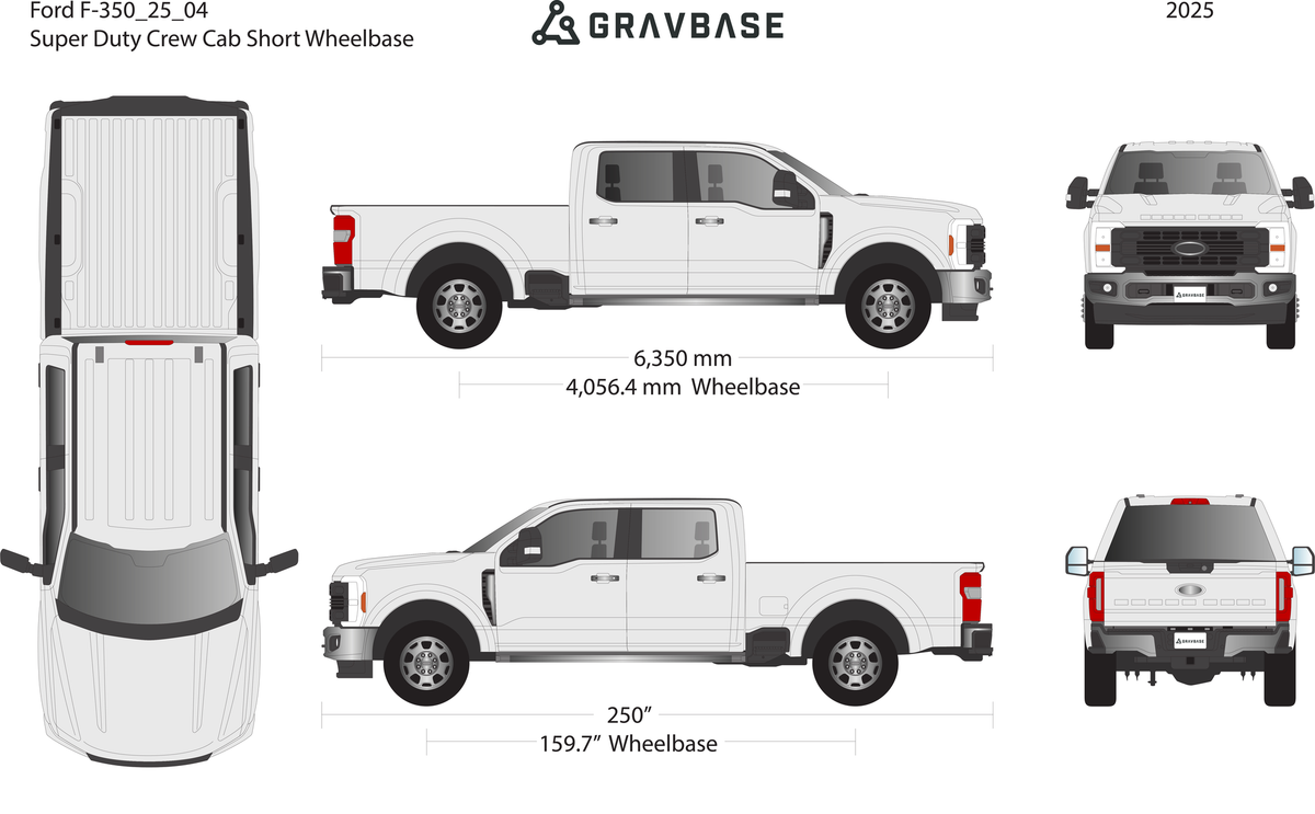 2025 Ford F-350 vector wrap template V04, Premium Full Color - GravBase