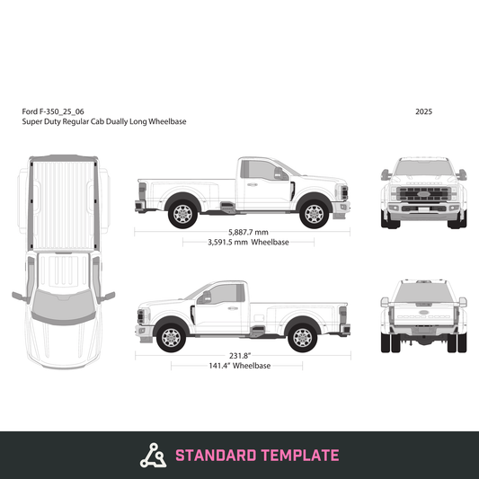 2025 Ford F-350 vector wrap template V06, Design-Ready PDF - GravBase