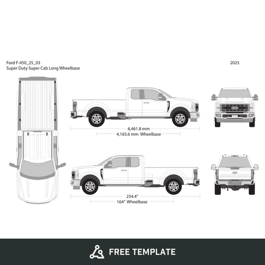 2025 Ford F-450 free vector vehicle wrap template - GravBase