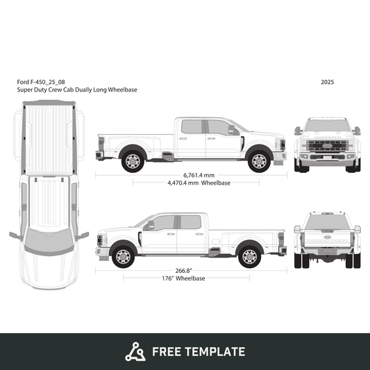 2025 Ford F-450 free vector vehicle wrap template - GravBase