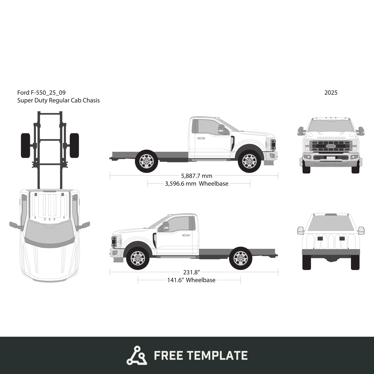 2025 Ford F-550 free vector vehicle wrap template - GravBase