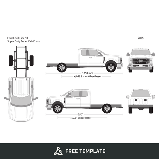 2025 Ford F-550 free vector vehicle wrap template - GravBase