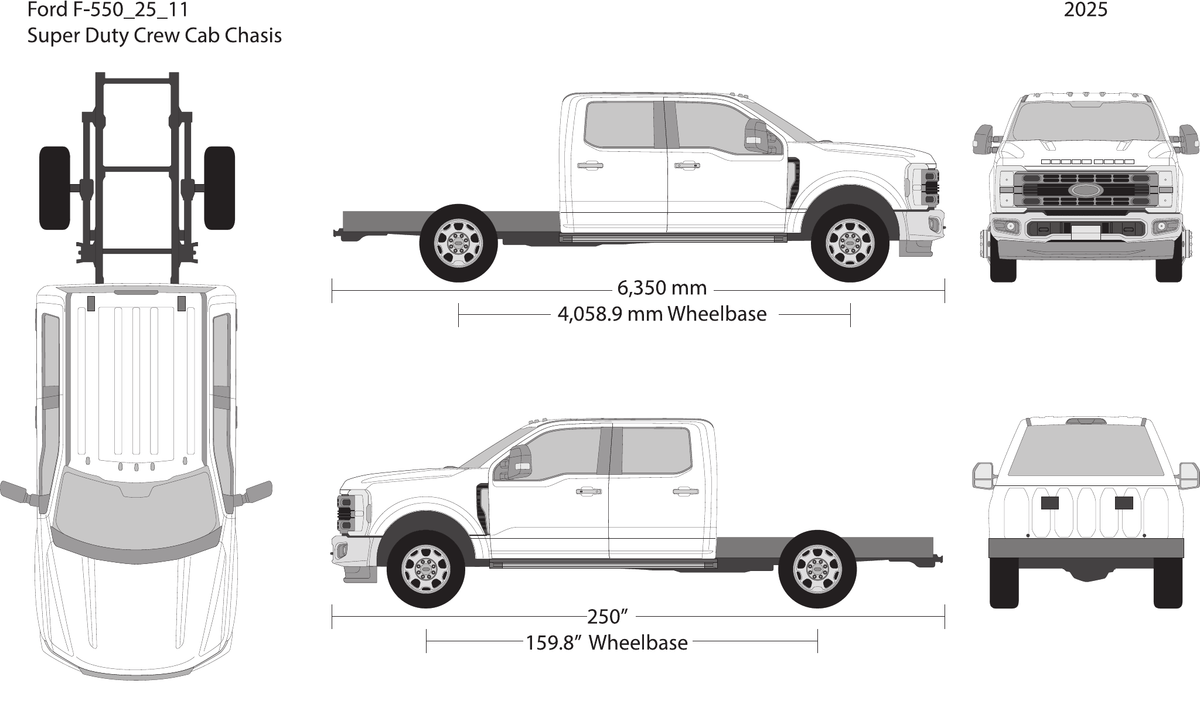 2025 Ford F-550 vector wrap template V11, Design-Ready PDF - GravBase