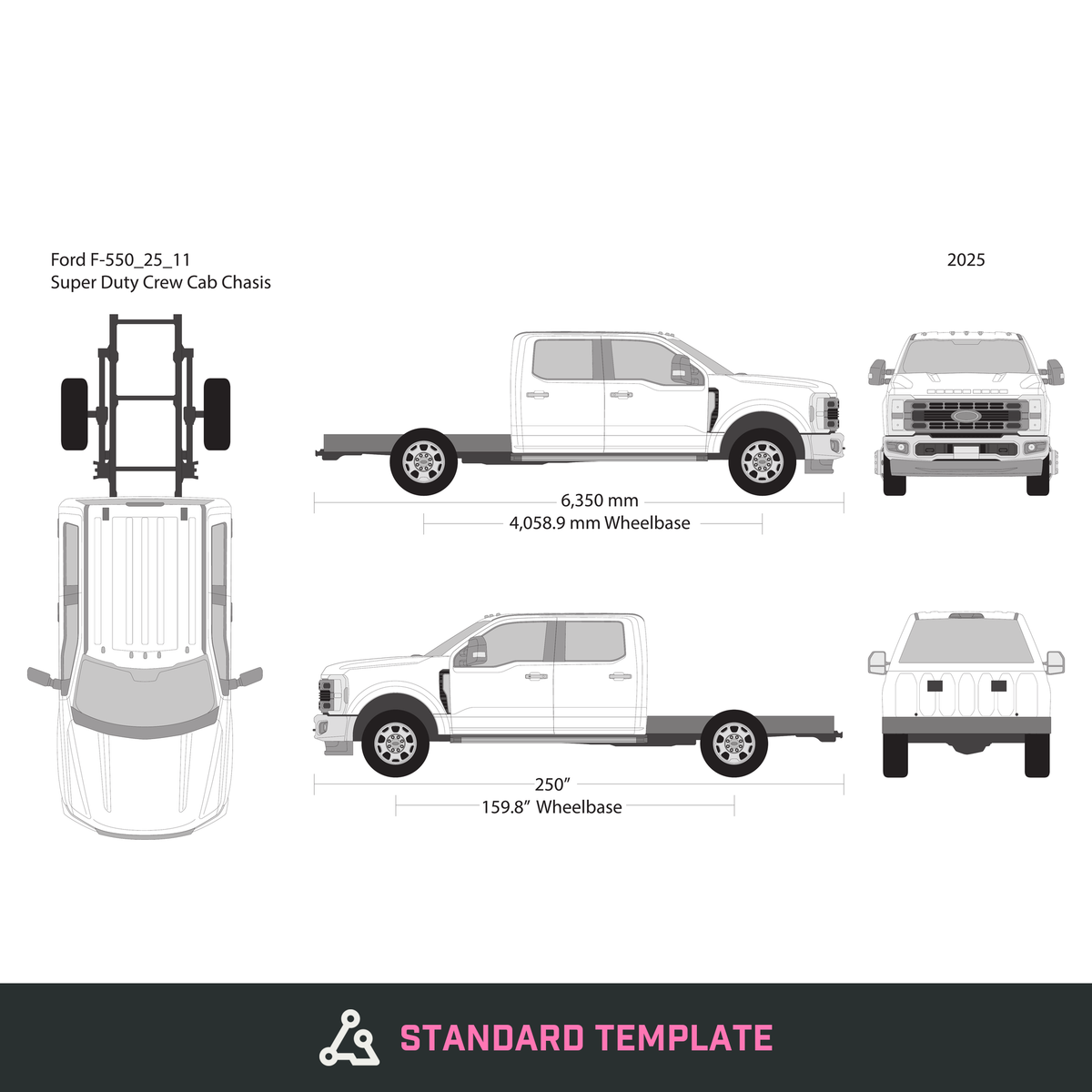 2025 Ford F-550 vector wrap template V11, Design-Ready PDF - GravBase