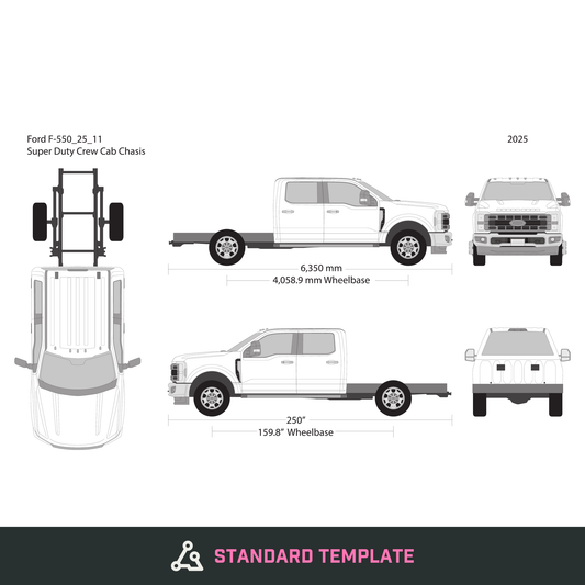 2025 Ford F-550 vector wrap template V11, Design-Ready PDF - GravBase