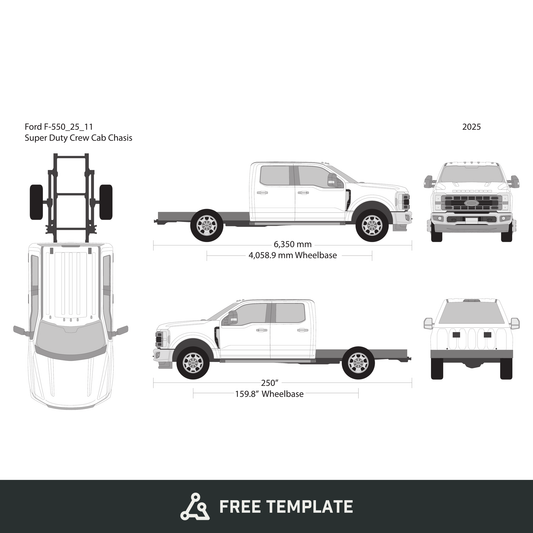 2025 Ford F-550 free vector vehicle wrap template - GravBase