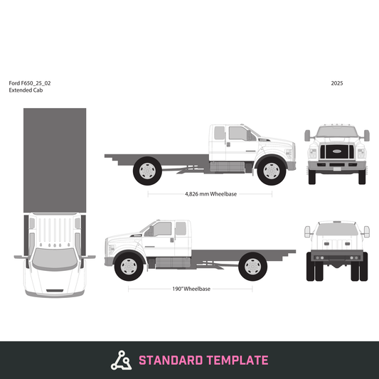 2025 Ford F-650 vector wrap template V02, Design-Ready PDF - GravBase
