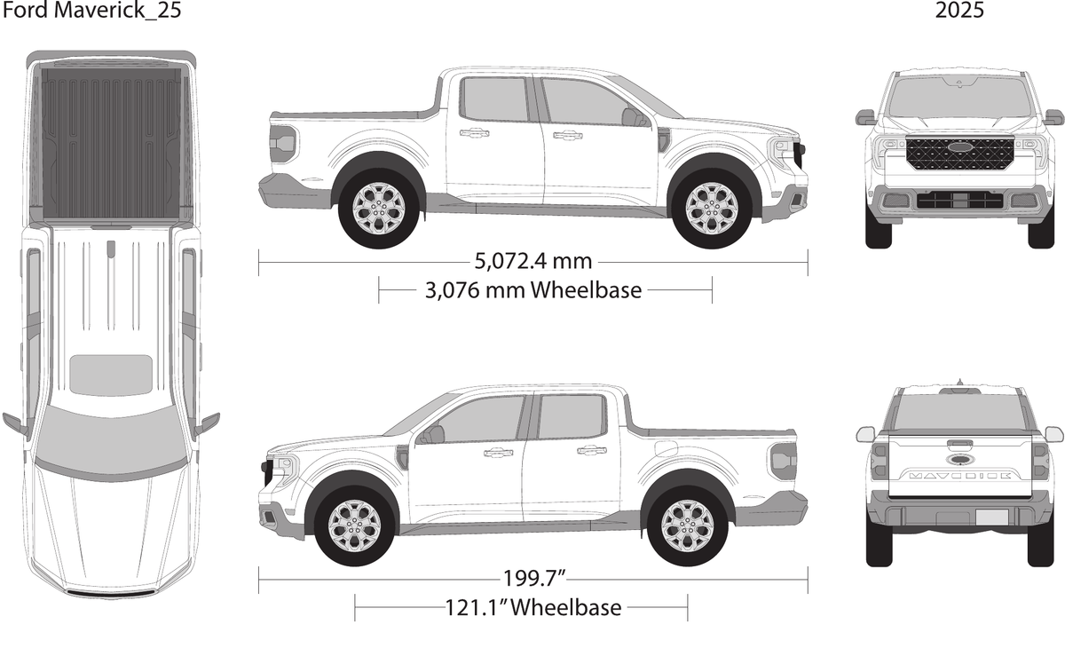 2025 Ford Maverick vector wrap template, Design-Ready PDF - GravBase