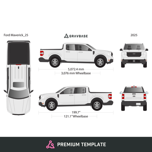 2025 Ford Maverick vector wrap template, Premium Full Color - GravBase