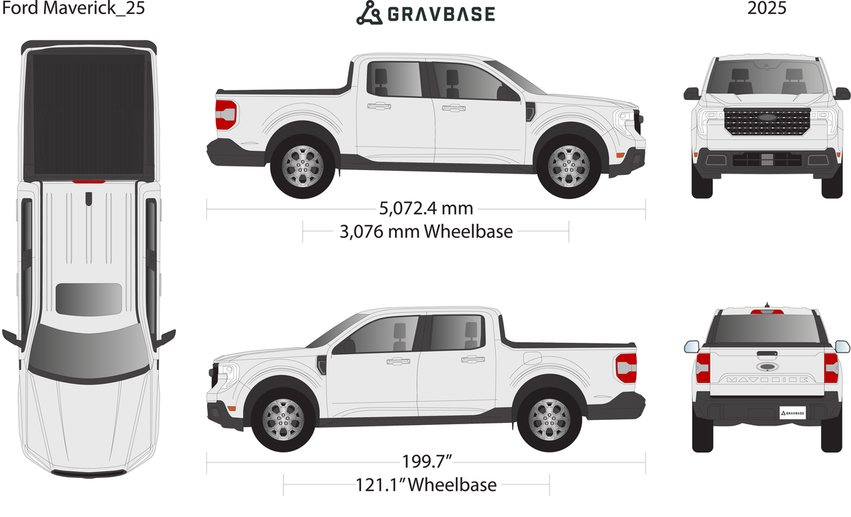 2025 Ford Maverick vector wrap template, Premium Full Color - GravBase