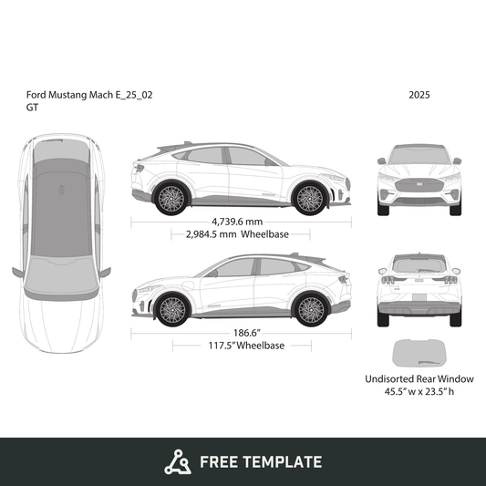 2025 Ford Mustang Mach E free vector vehicle wrap template - GravBase