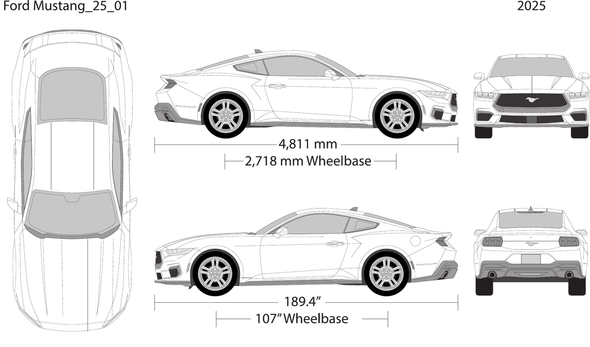 2025 Ford Mustang vector wrap template, Design-Ready PDF - GravBase