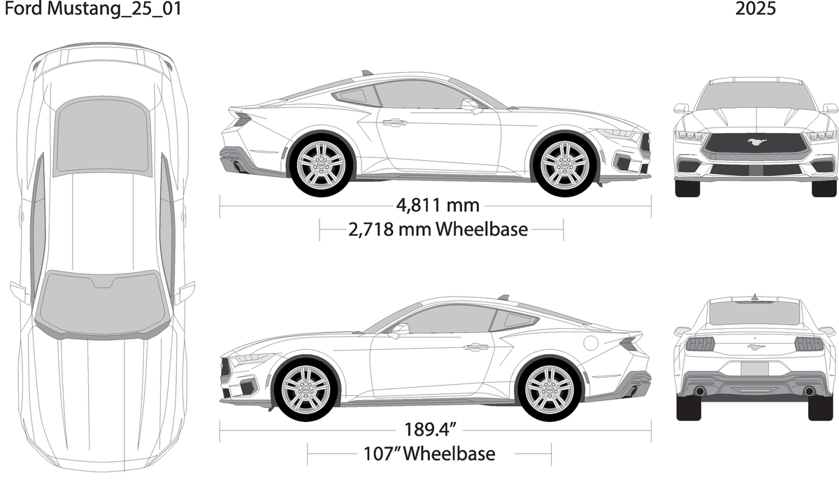2025 Ford Mustang V01 Vehicle Wrap Template