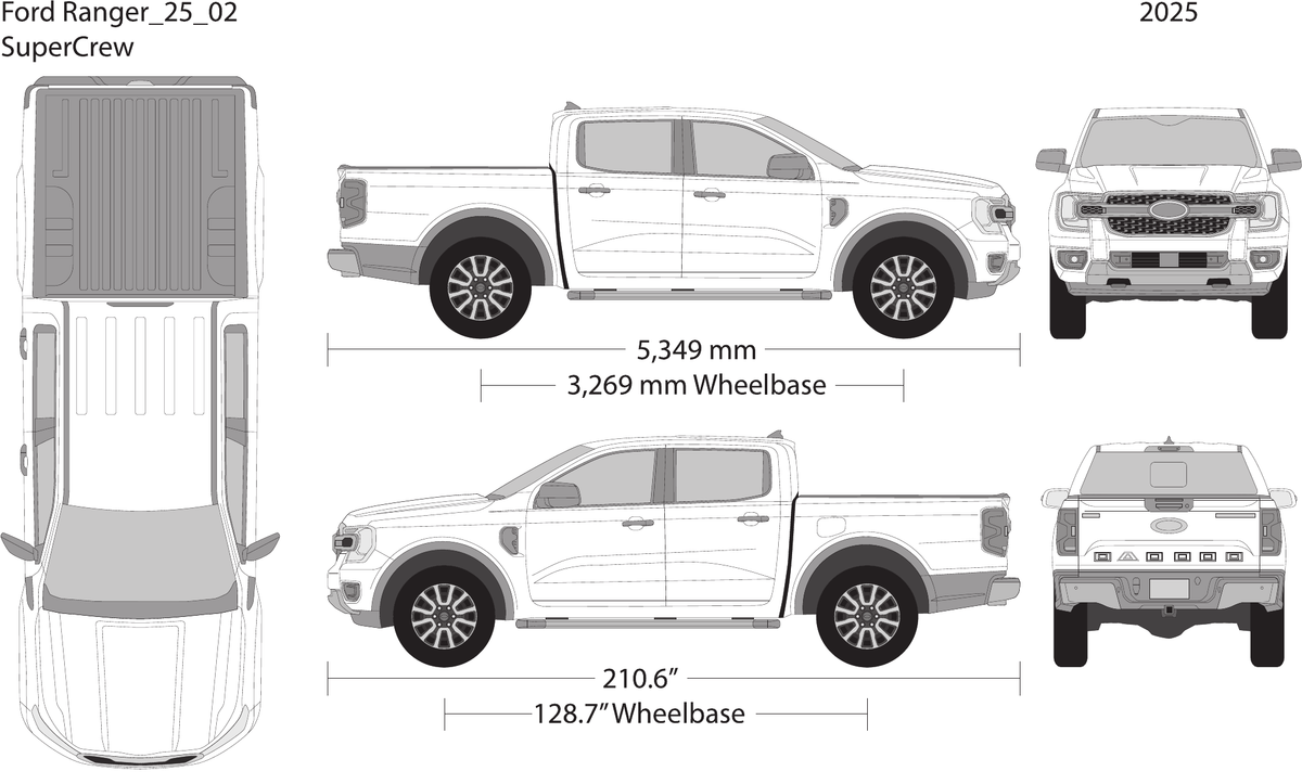 2025 Ford Ranger vector wrap template, Design-Ready PDF - GravBase
