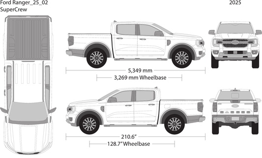 2025 Ford Ranger vector wrap template, Design-Ready PDF - GravBase