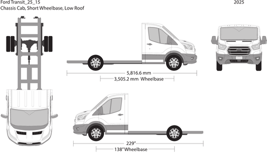 2025 Ford Transit Chassis vector wrap template V15, Design-Ready PDF - GravBase