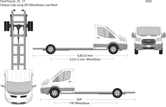2025 Ford Transit Chassis vector wrap template V17, Design-Ready PDF - GravBase