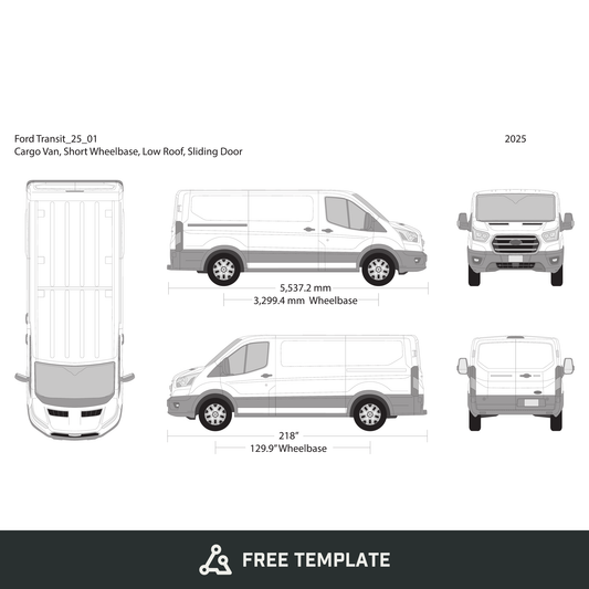 2025 Ford Transit Sliding Doors free vector vehicle wrap template - GravBase