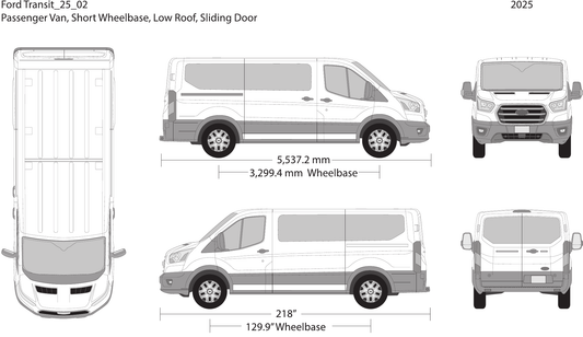 2025 Ford Transit Sliding Doors Vector Wrap Template - GravBase