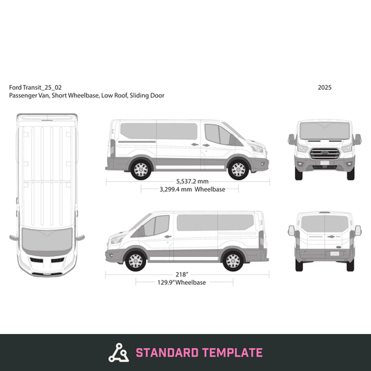 2025 Ford Transit Sliding Doors vector wrap template V02, Design-Ready PDF - GravBase