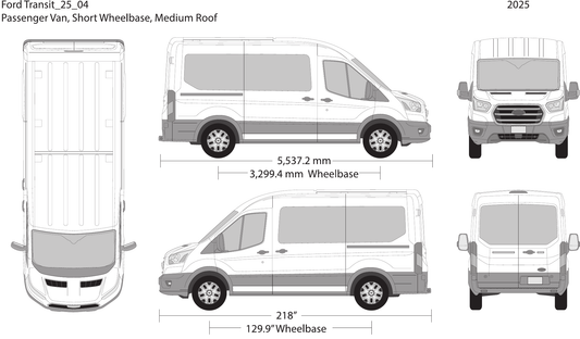 2025 Ford Transit Sliding Doors Vector Wrap Template - GravBase