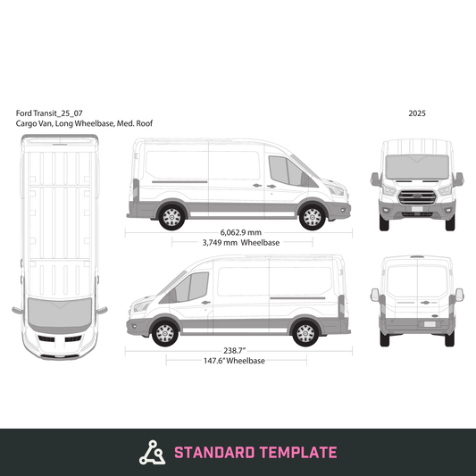 2025 Ford Transit Sliding Doors vector wrap template V07, Design-Ready PDF - GravBase