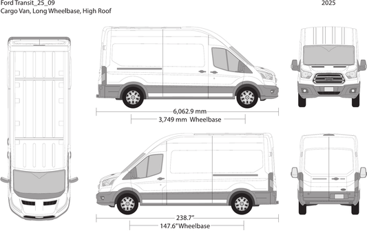 2025 Ford Transit Sliding Doors vector wrap template V09, Design-Ready PDF - GravBase