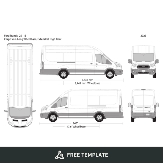 2025 Ford Transit Sliding Doors free vector vehicle wrap template - GravBase