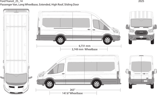 2025 Ford Transit Sliding Doors Vector Wrap Template - GravBase