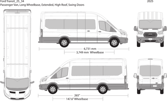 2025 Ford Transit Swing Doors vector wrap template, Design-Ready PDF - GravBase