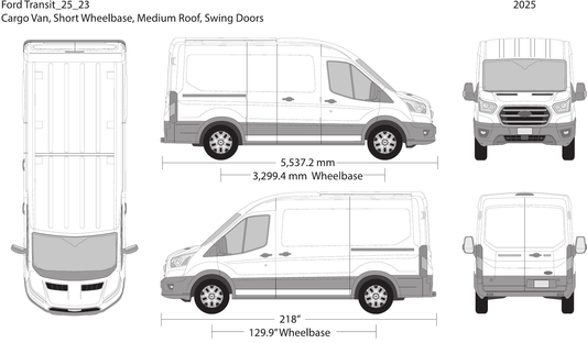 2025 Ford Transit Swing Doors vector wrap template V23, Design-Ready PDF - GravBase