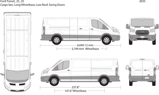 2025 Ford Transit Swing Doors vector wrap template V25, Design-Ready PDF - GravBase