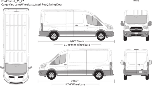2025 Ford Transit Swing Doors vector wrap template V27, Design-Ready PDF - GravBase