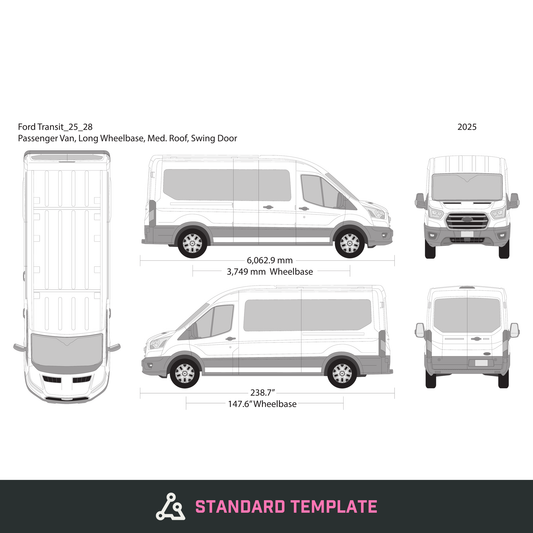 2025 Ford Transit Swing Doors vector wrap template V28, Design-Ready PDF - GravBase