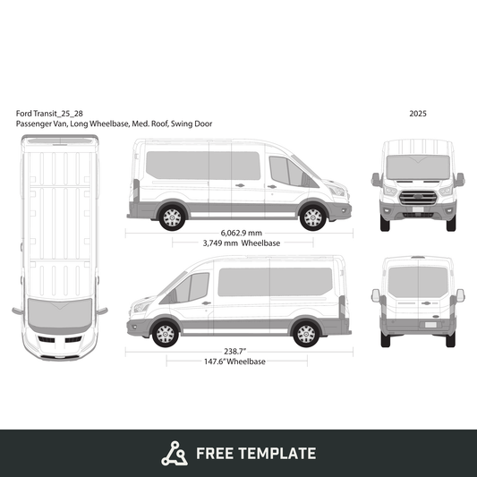 2025 Ford Transit Swing Doors free vector vehicle wrap template - GravBase