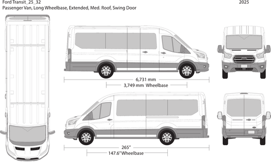 2025 Ford Transit Swing Doors vector wrap template V32, Design-Ready PDF - GravBase