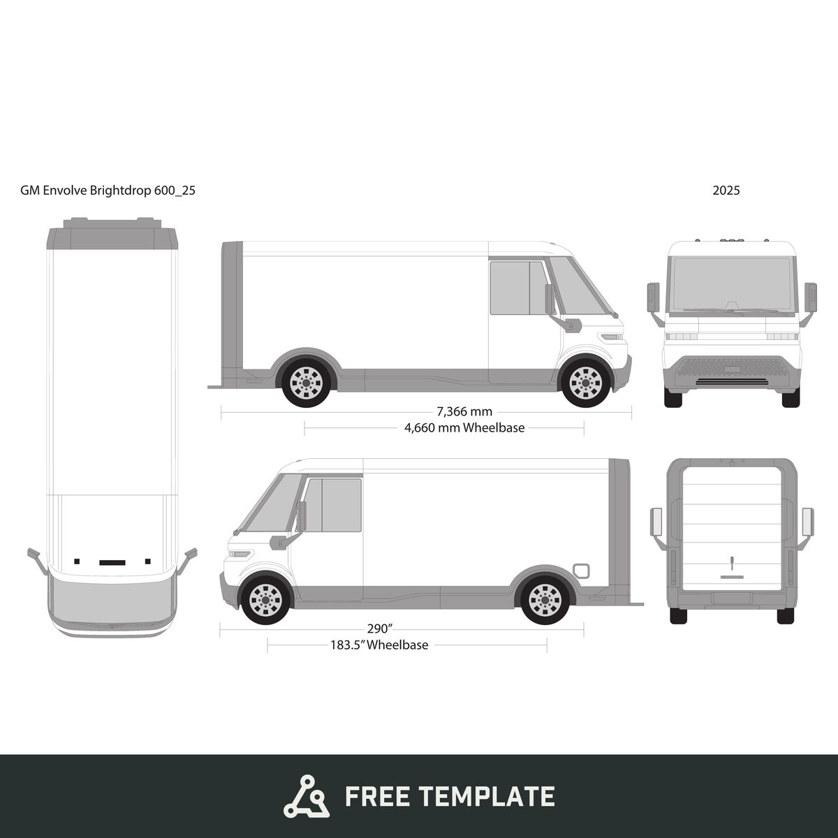 2025 GM Envolve Brightdrop 600 free vector vehicle wrap template - GravBase
