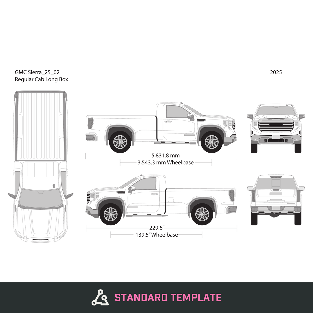 2025 GMC Sierra 1500 vector wrap template V02, Design-Ready PDF - GravBase