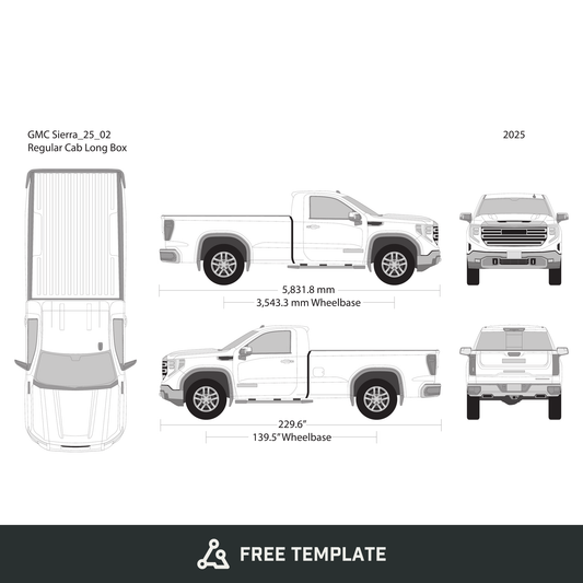2025 GMC Sierra 1500 free vector vehicle wrap template - GravBase