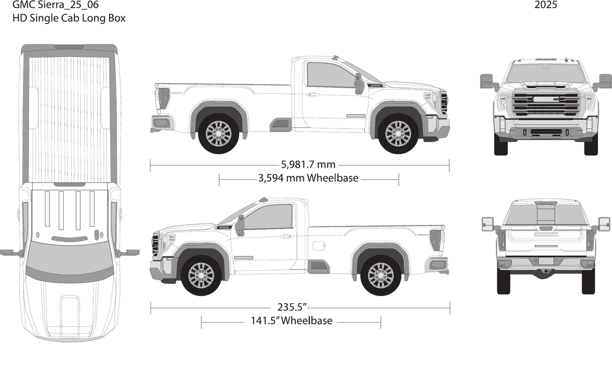 2025 GMC Sierra 2500-3500 HD vector wrap template V06, Design-Ready PDF - GravBase