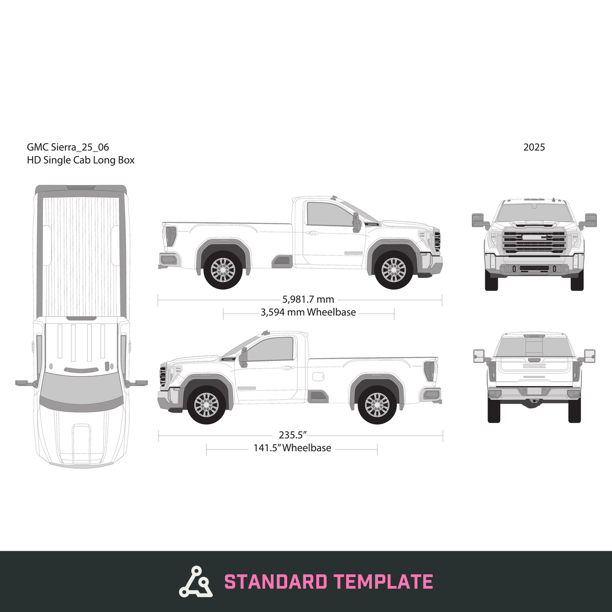 2025 GMC Sierra 2500-3500 HD vector wrap template V06, Design-Ready PDF - GravBase