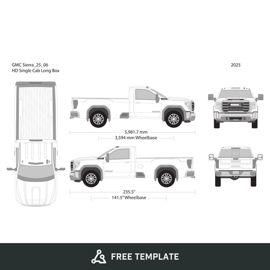 2025 GMC Sierra 2500-3500 HD free vector vehicle wrap template - GravBase
