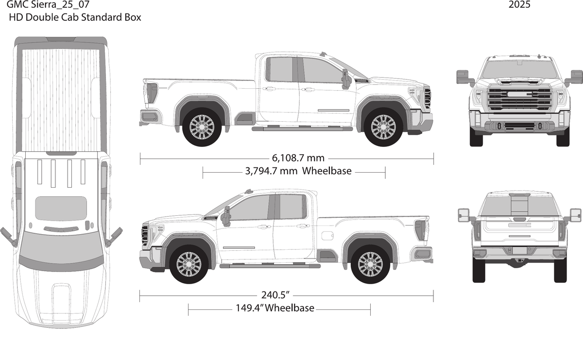 2025 GMC Sierra 2500-3500 HD vector wrap template V07, Design-Ready PDF - GravBase